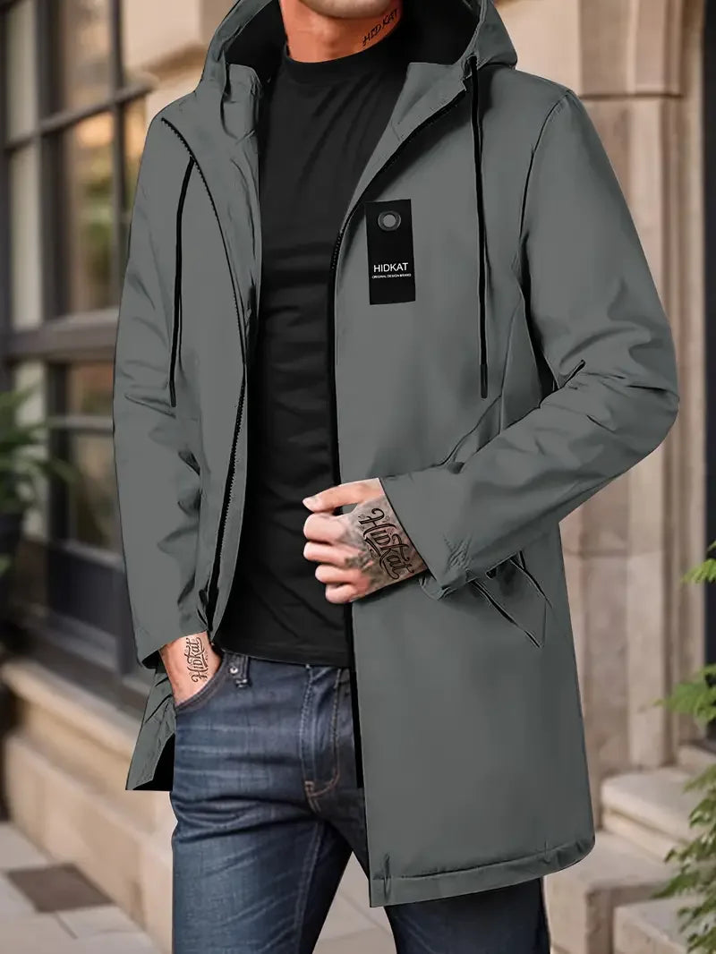 Campera fina acolchada con capucha para hombre – cortaviento casual con bolsillo