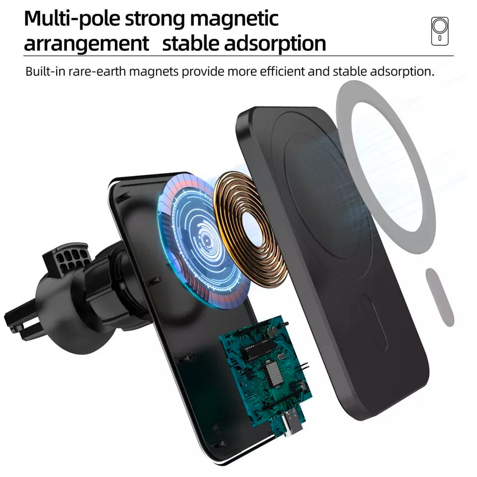 Cargador inalámbrico magnético para auto – soporte y carga rápida 30W para iPhone