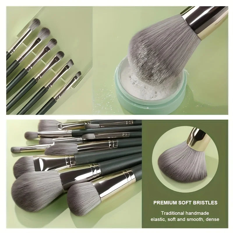 Set de 14 pinceles de maquillaje – profesional, suaves para rostro y ojos