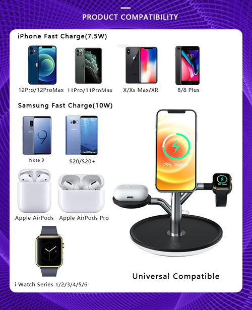 Soporte de carga inalámbrica universal para iPhone, Apple Watch y AirPods